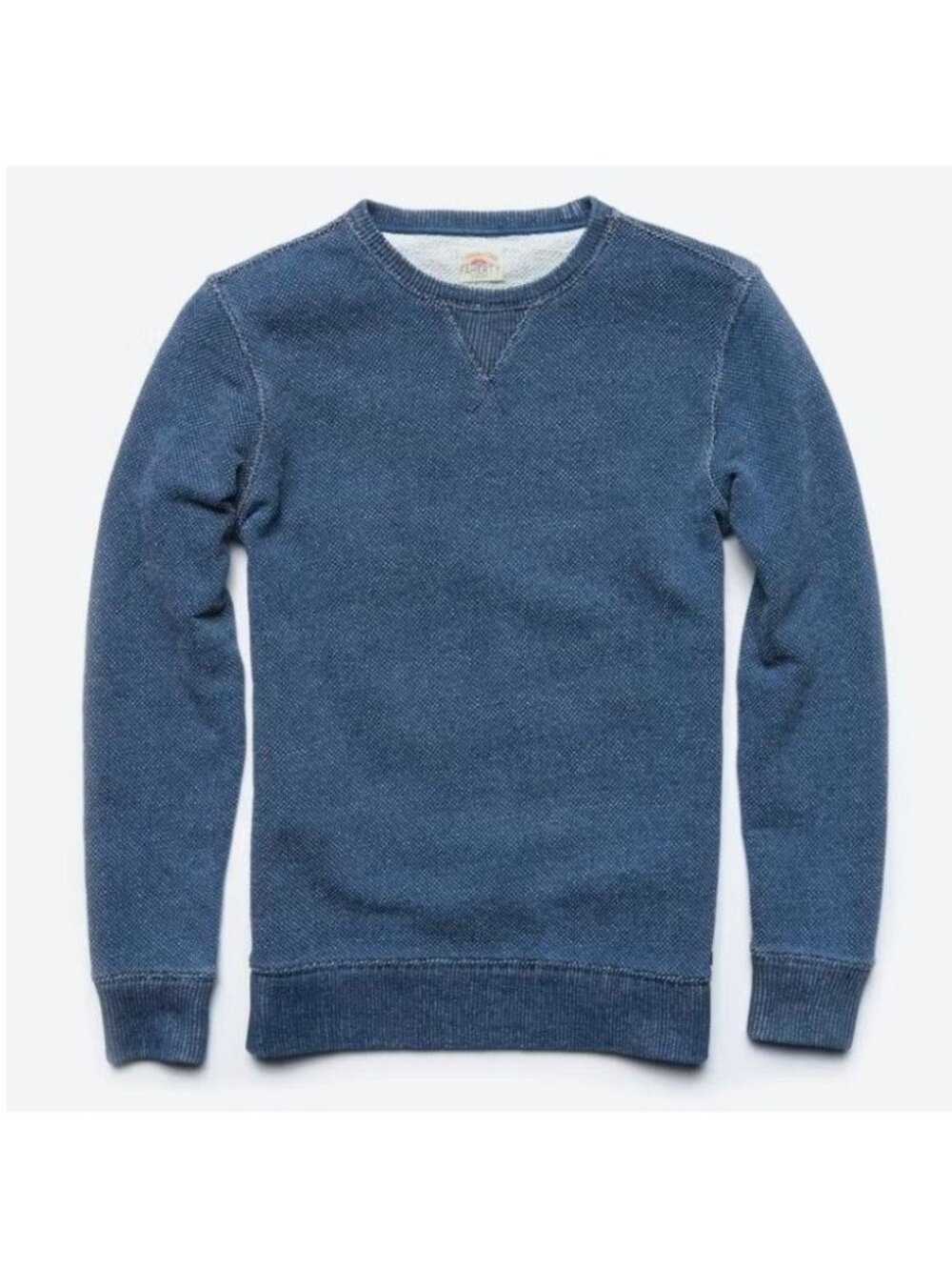 Faherty Birdseye Crew Sweatshirt in Medium Wash Indigo Size Small
